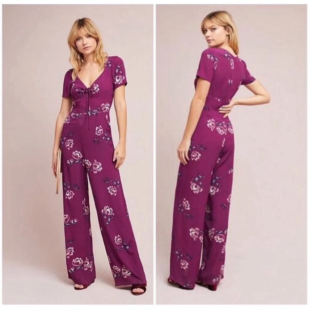 Yumi Kim Sweetheart Floral Jumpsuit Anthropologie EUC